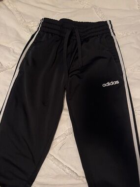 adidas Black Joggers with White Side Stripes
